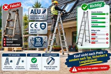 Aluleiter an der Wand im Einsatz