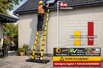 Teleskopleiter 3m an der Wand angelehnt